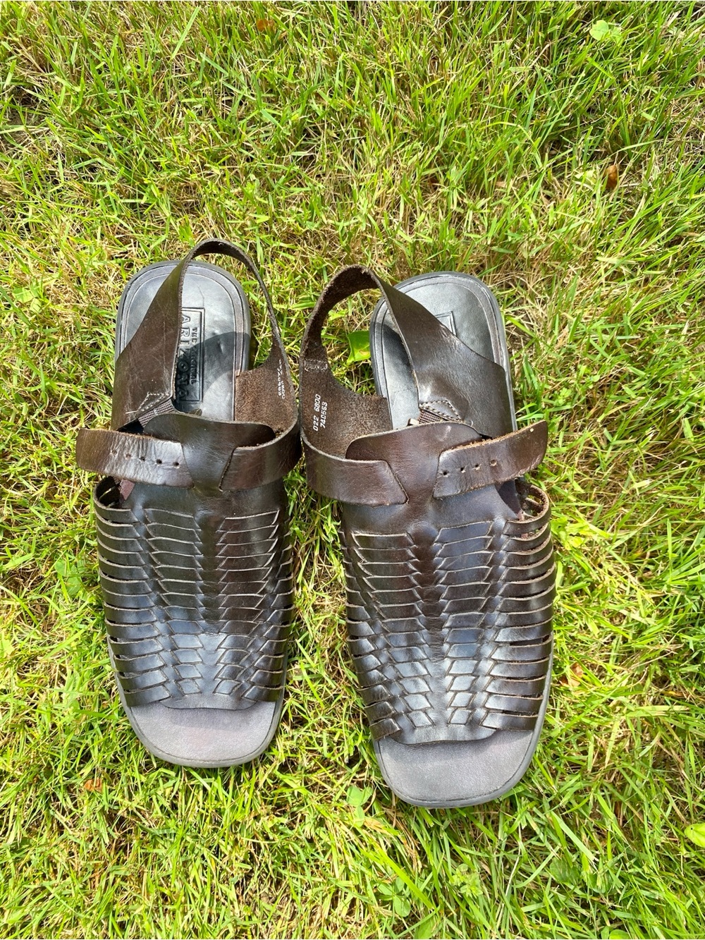 Arizona Jean Company Dark Brown Woven Leather Sandals